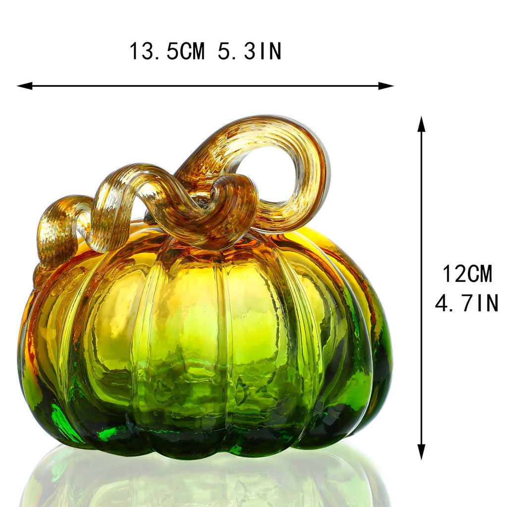 5 Inch Hand Blown Glass Pumpkin Figurines for Decorating Fall Decor