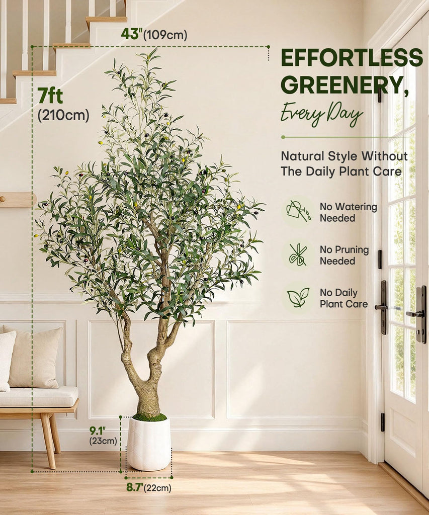 7ft Artificial Olive Tree: Large Lifelike Plant