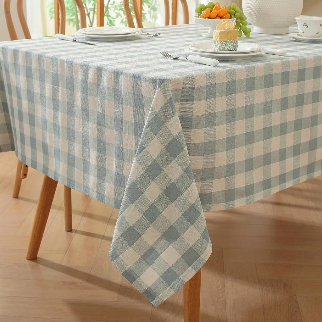 Checkered Tablecloth Square, Buffalo Plaid Table Cloth Washable Wrinkle Free, Cotton Linen Gingham Table Cover for