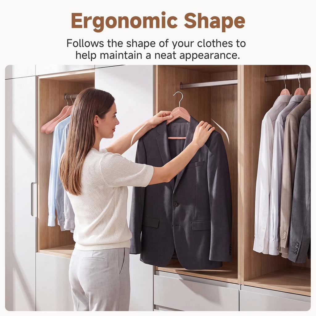 Red Cedar Wood Hangers 6 Set, Extra Wide Shoulder Suit Hangers