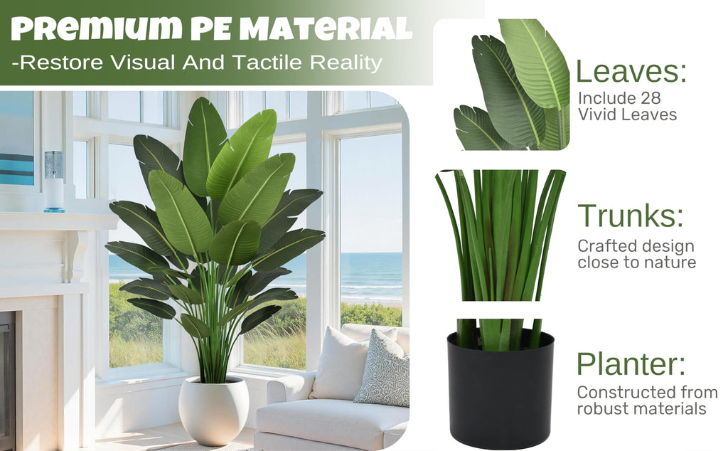 Artificial Bird of Paradise Tree 7FT with 19 Thick Matte Leaves