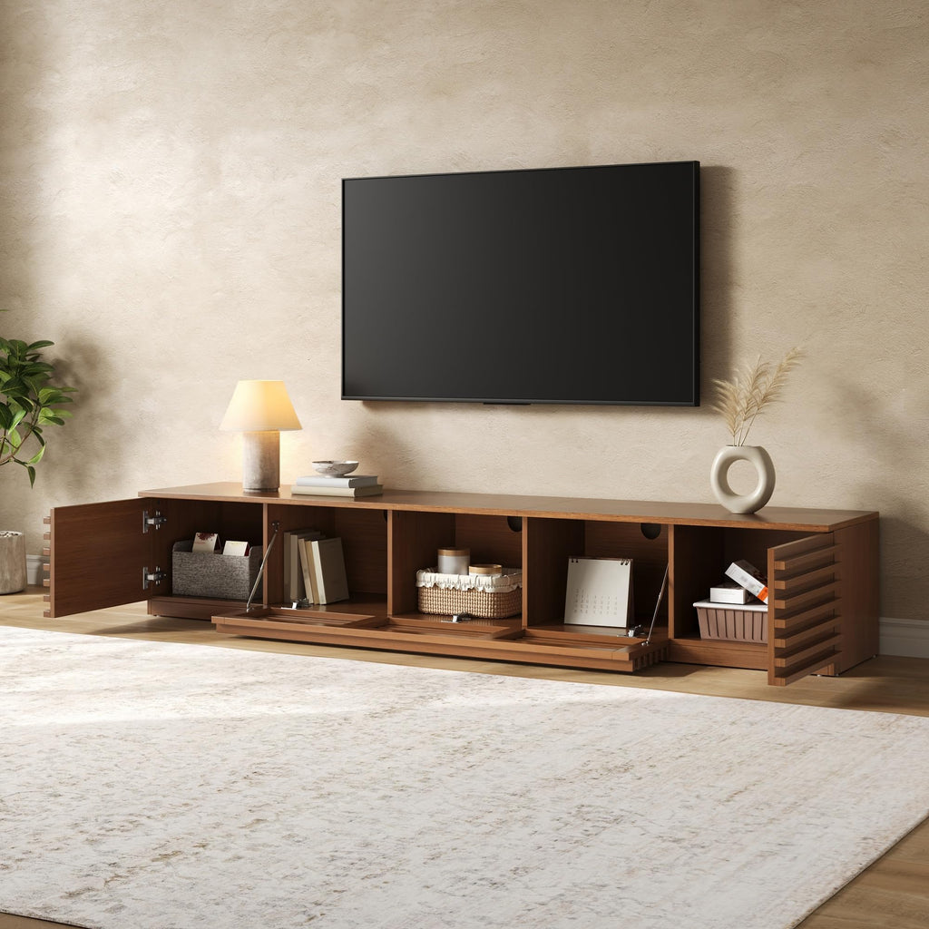 86.6" Japandi TV Console for TVs Up to 90", Walnut