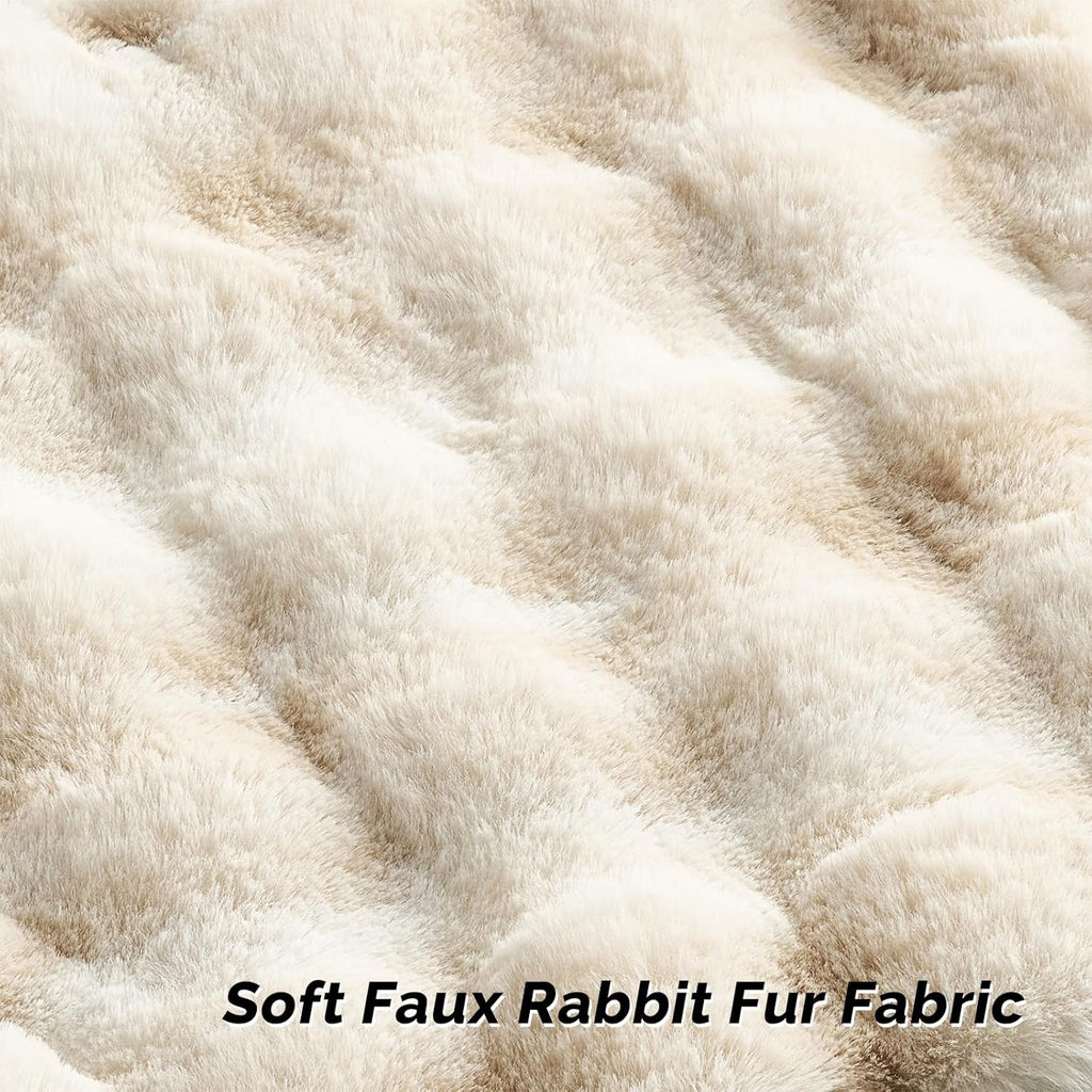Pack of 2 Faux Fur Throw Pillow Covers 18x18 Inch Soft Raised Textured Decorative Cushion Cases Modern Farmhouse