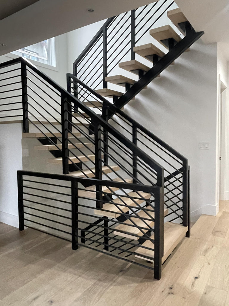 Iron Stair Balusters 3/4" Round x 44" Long, Hollow, Black Powder Coated - 25 pcs - (Satin Black)