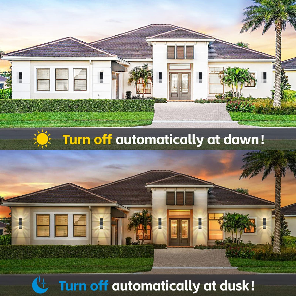 2 Pack Dusk to Dawn Outdoor Light Fixture, Modern Wall Lights Brown Exterior Sconce, 3000K Up and Down Porch Lights