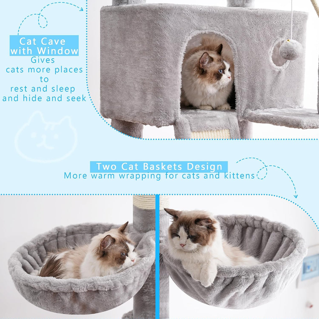 Cat Tree Tower, Adjustable Height, Floor to Ceiling