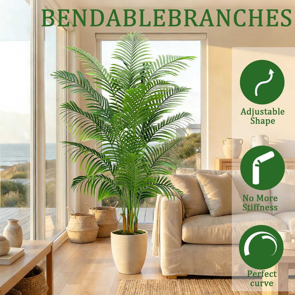 Artificial Palm Tree 7FT Tall, Fake Tropical Palm Tree in Pot