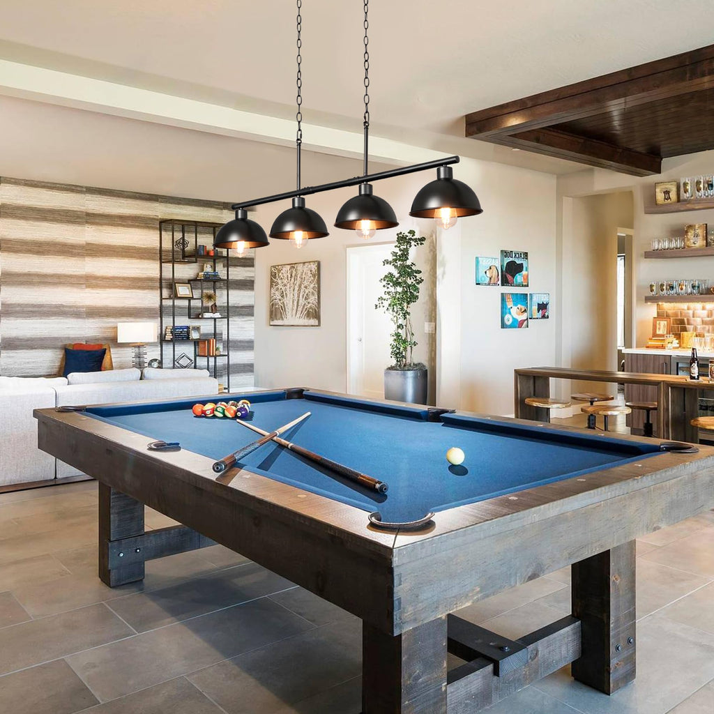 Pool Table Light for 7' 8' Adjustable Billiard Lights Hanging Over Pool Table Lights, 4 Light Industrial Chandelier