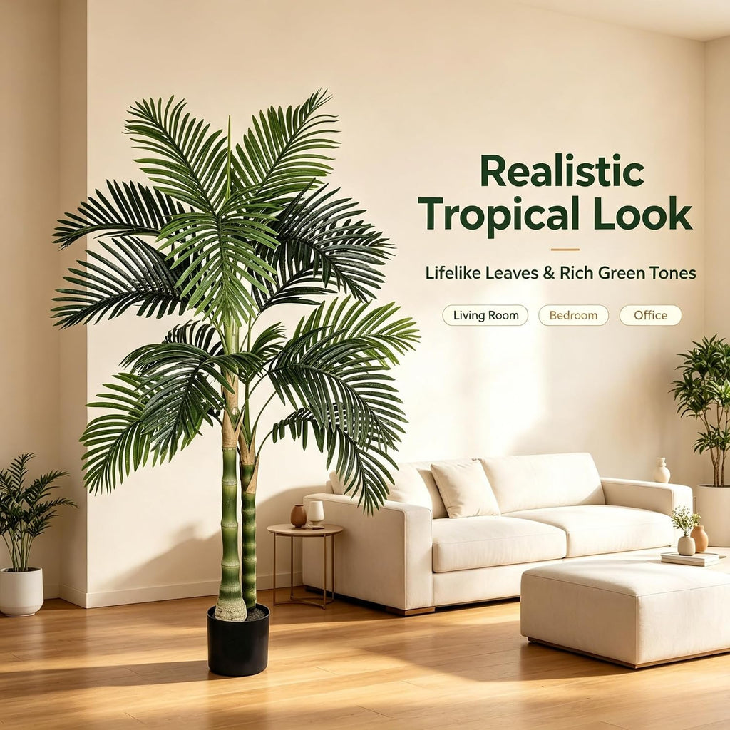 5FT Artificial Palm Tree with Black Pot, Faux Tropical Plant