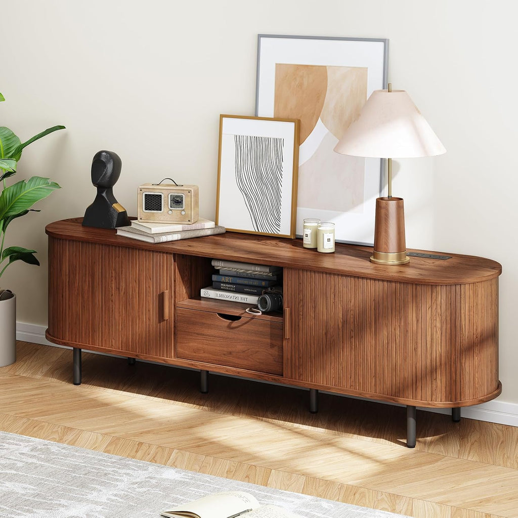 69" TV Stand with Power Outlet for TVs up to 80", Entertainment Center with Storage and Drawer, TV Console with