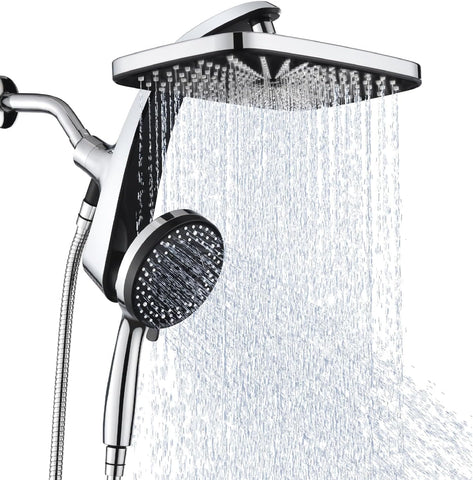 High Pressure Rain Shower Head: Upgrade Shower Heads with Handheld Spray Combo with Fixed Showerhead and 10 Sprays