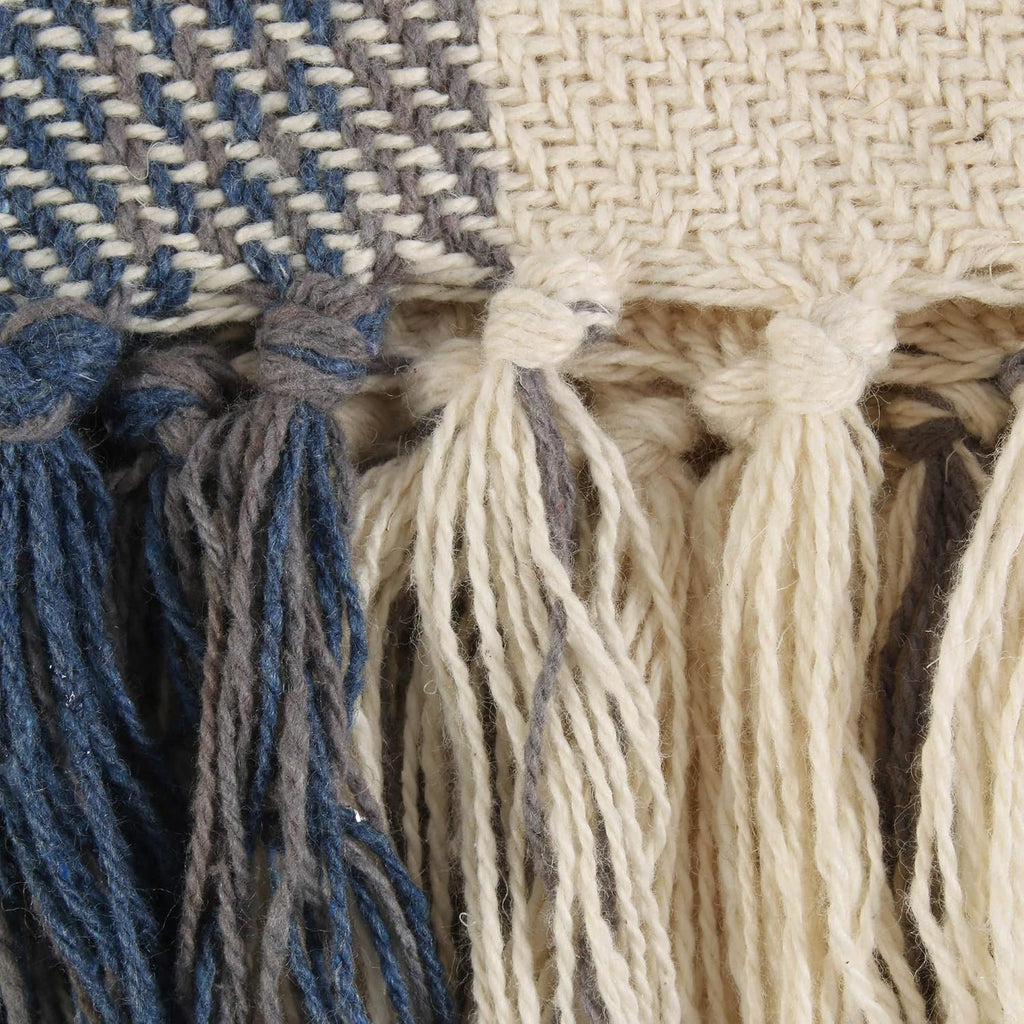 Farmhouse Woven Throw, 50x60 with 3" Fringe, French Blue