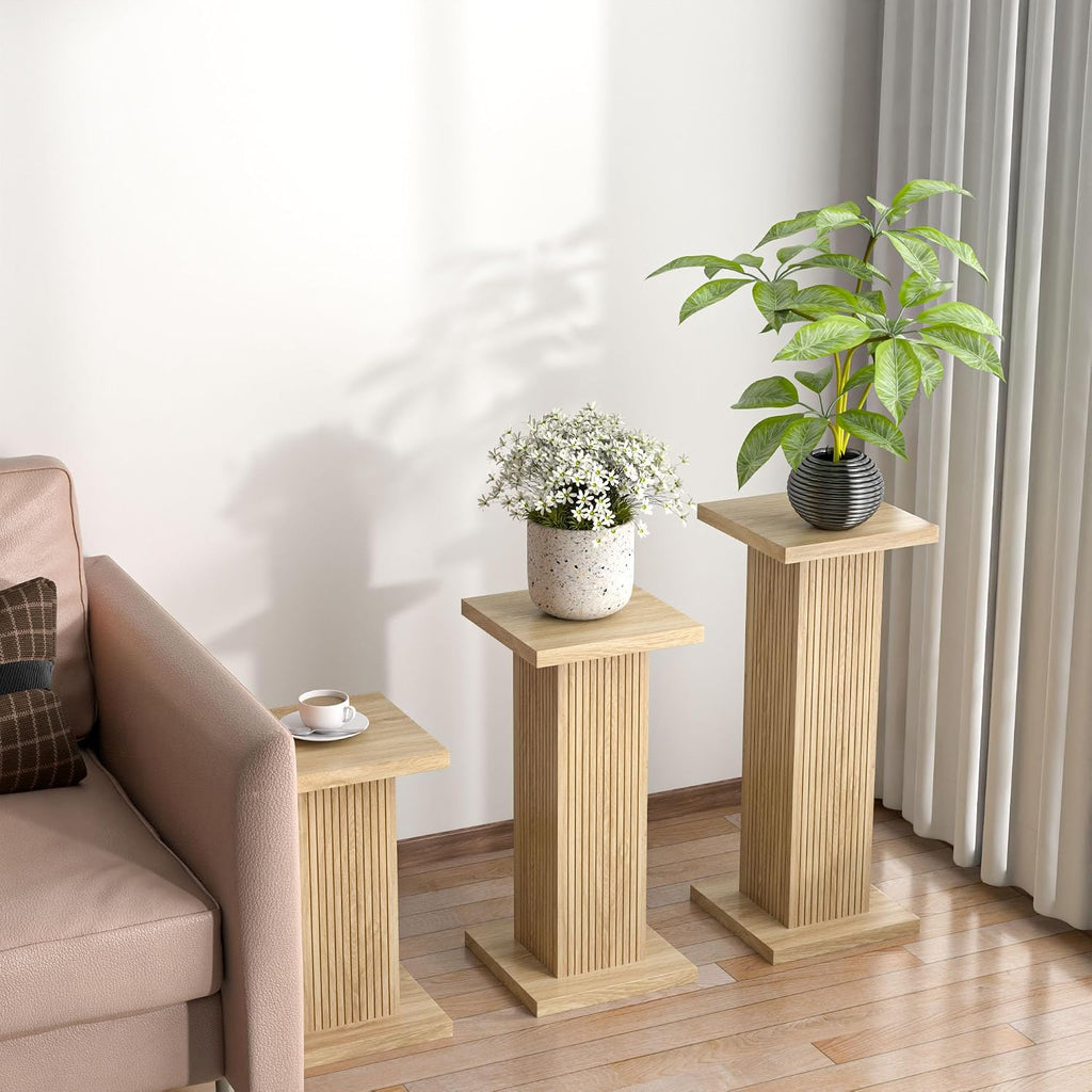 Tall Plant Stand for Indoor,set of 3 Corner Plant Stand for Multiple Plants | Wood Pedestal Stands Flower Party Cake