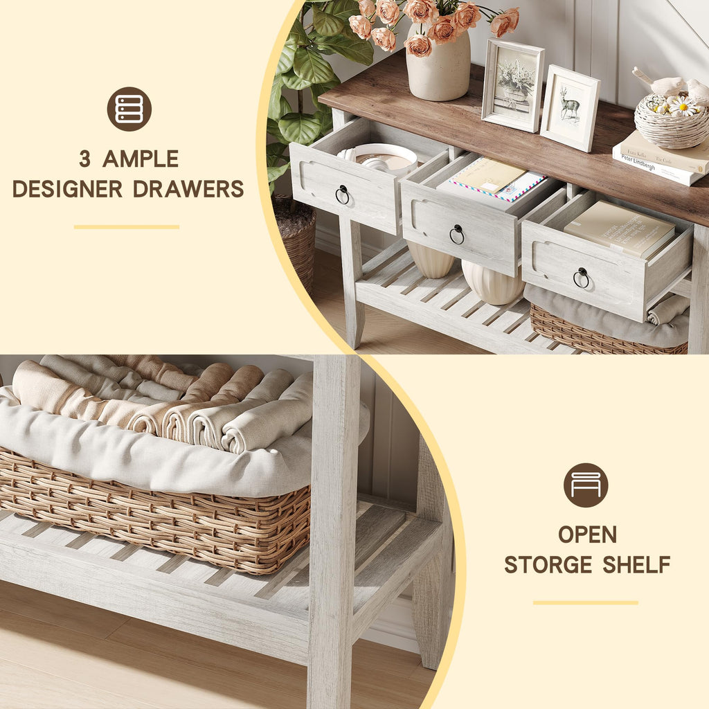 47.2" Farmhouse Console Table with 2 Drawers, Entryway Sofa Table