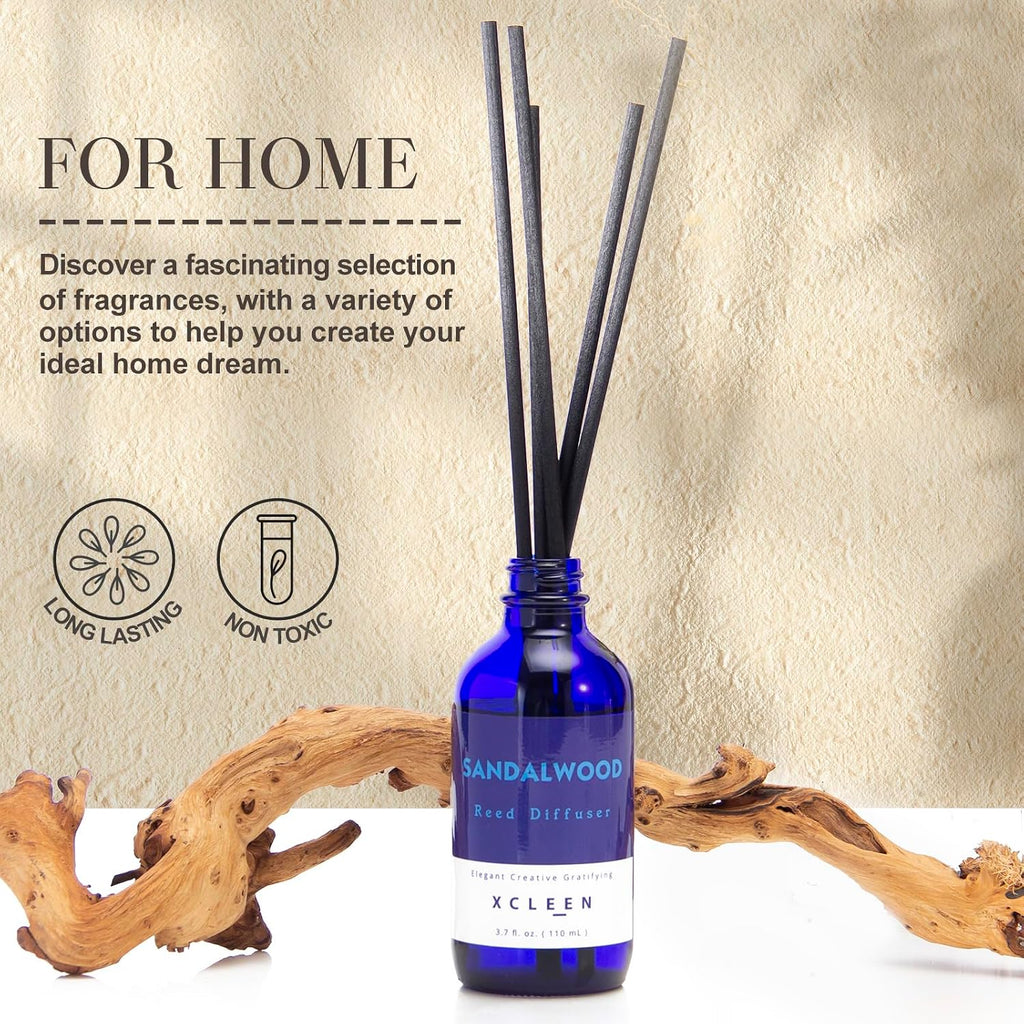 Reed Diffuser Set with Sticks, Sandalwood Scented Oil Diffuser, Room Fresheners, Home Fragrance Bedroom Office Decor - Set of 6