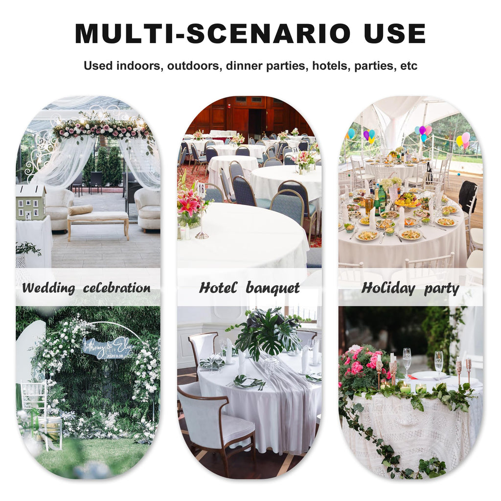 90 Inch Round Tablecloth Fit 30-72 Inch Tables, White 6 Pack Circle