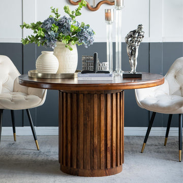 47" Round Dining Table for 4 to 6, Modern Solid Wood Kitchen Table, Rustic Farmhouse French Country Circle Dining
