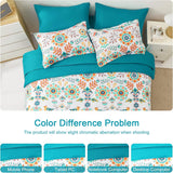 Boho Comforter Set Queen - 7 Pieces Bed in a Bag Floral Medallions Design, Bohemian Comforter Set with Sheets