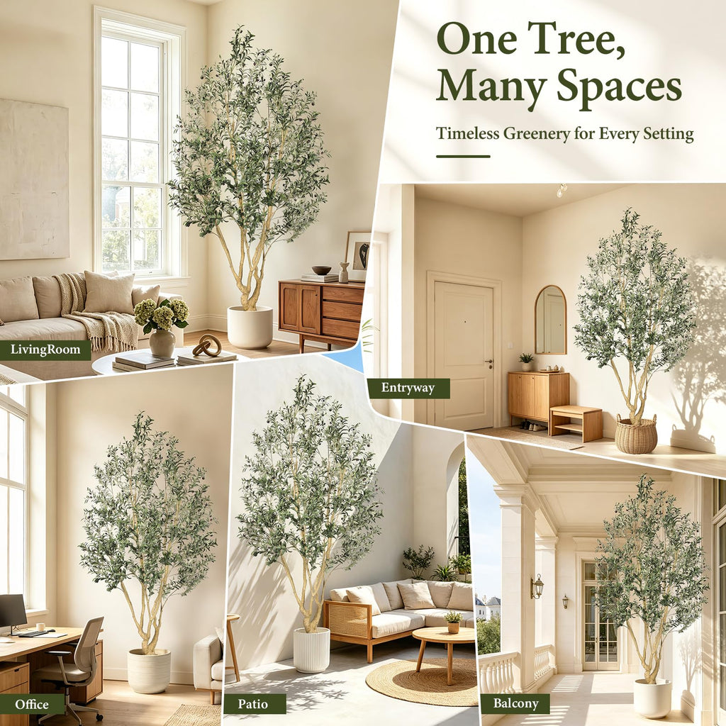 Large Artificial Olive Tree 9ft with UV Resistant in Black Planter