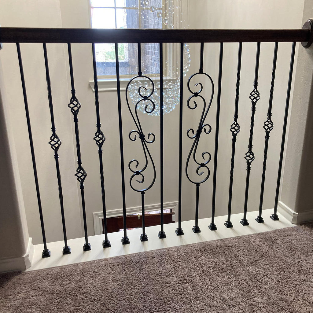 Stair Parts 1/2" Plain Bar Iron Balusters - Contractor Pack of 15, 1/2" x 44" Hollow Metal Stair Spindles, Modern