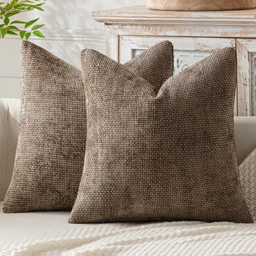 Decorative Brown Euro Sham Pillow Covers 26x26 Inch 2 Pack