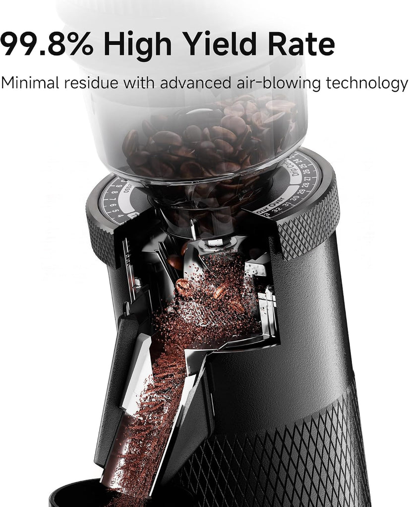 G5 Electric Burr Coffee Grinder, Aluminum Body, Single Dose, Black | 48mm Conical Burr with Dual Speed Grinding, 36