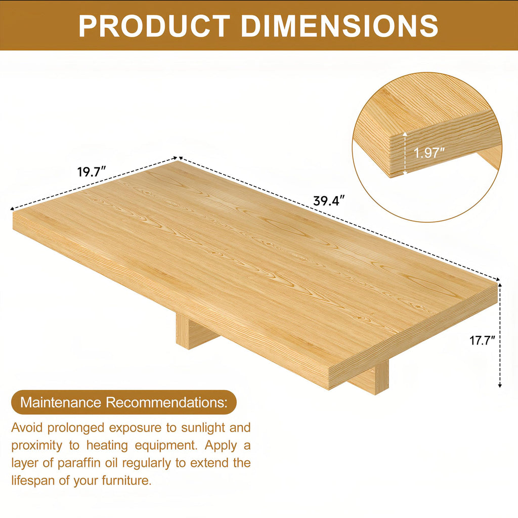 Large Square Coffee Table Solid Wood Farmhouse Coffee Table