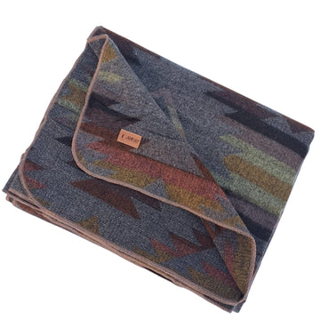 Wool Blanket, Throw Size 78 x 47, Reversible 2 in 1, Thick and Ultra Soft, Hypoallergenic, Non-Itchy, Handmade in