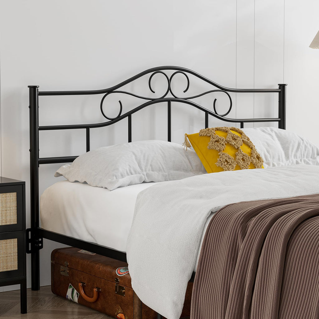 Farmhouse Metal Headboard Only, Height Adjustable, Black