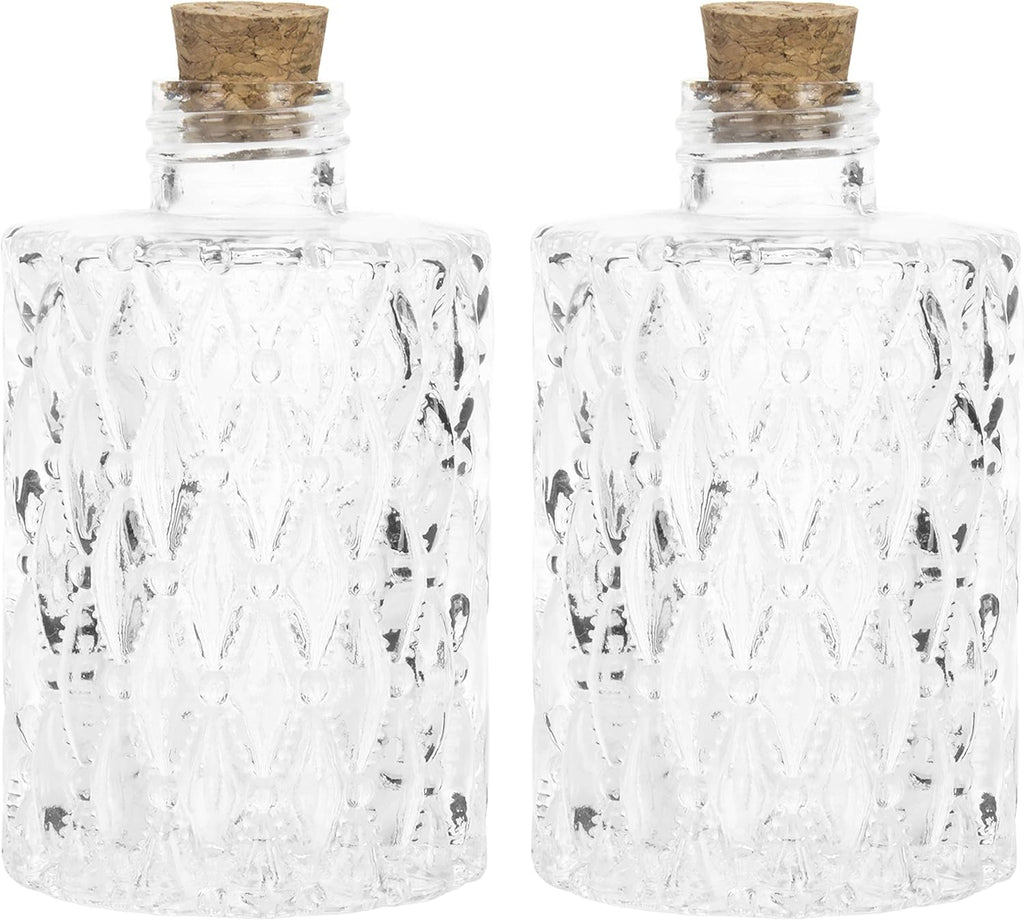 Clear Glass Reed Diffuser Bottles Vintage Apothecary Vases - Set of 2