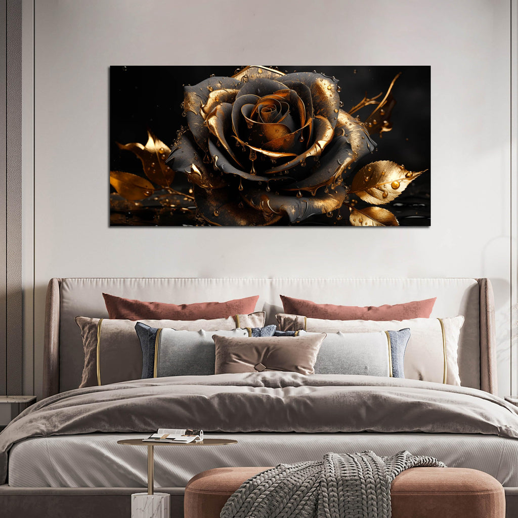 Rose Wall Art Gold Art