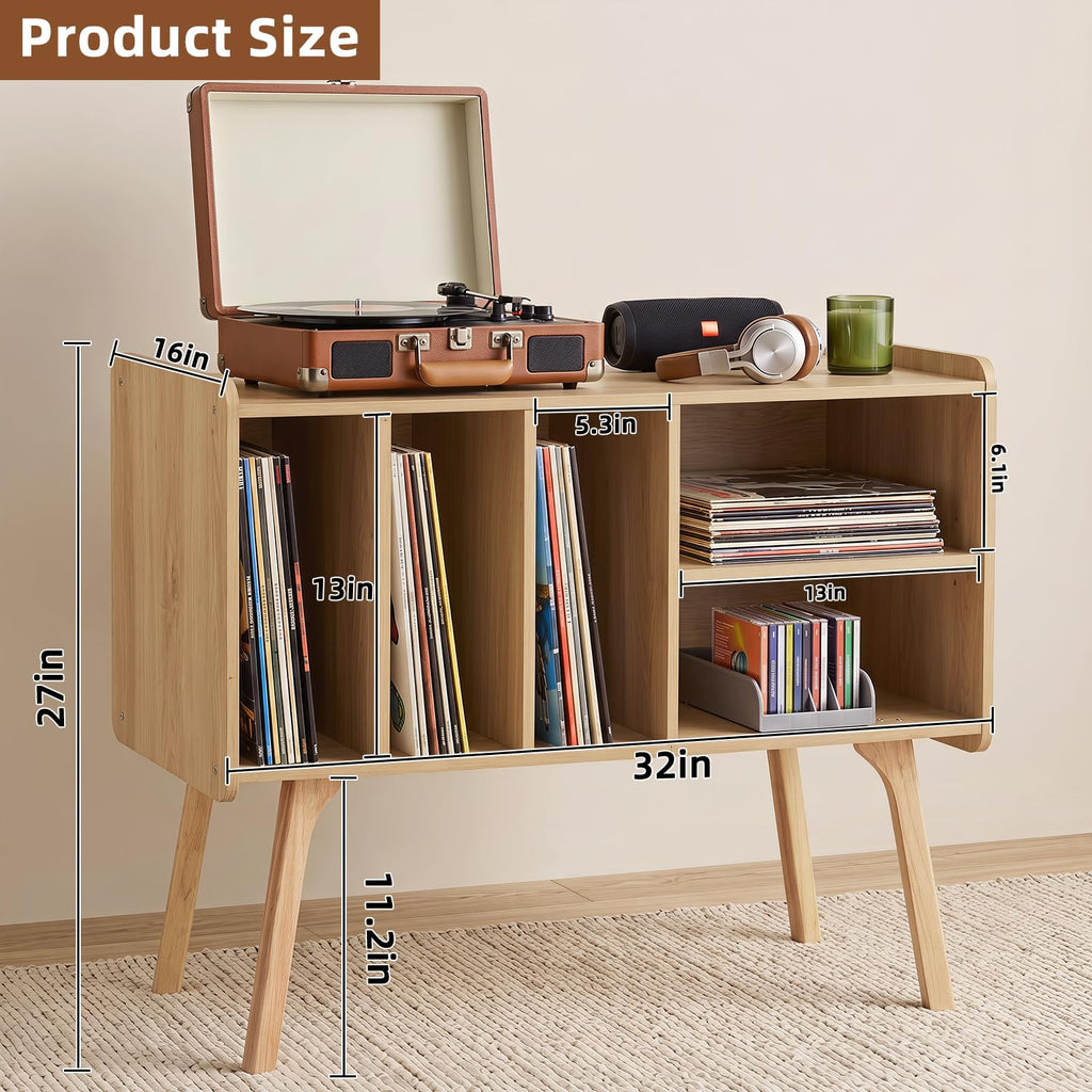 Large Record Player Stand, 32" Turntable Stand, Nature