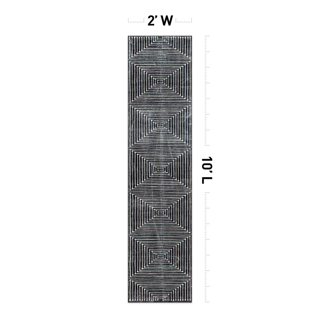 Bohemian Stripes Non-Slip Washable Runner Rug Black