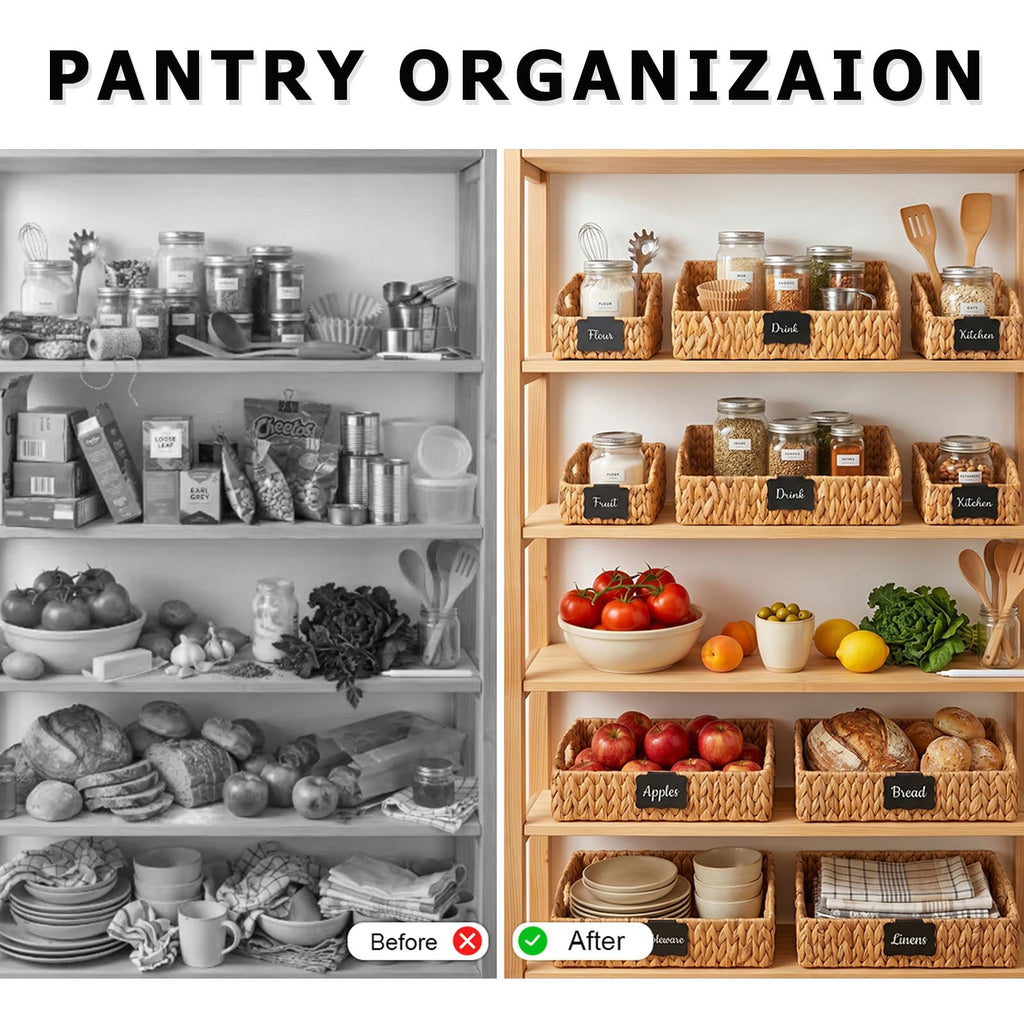 Pantry Baskets for Organizing,Wicker Storage Bins,3 Pack,Natural