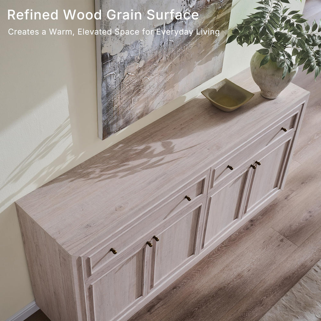 63" Modern Farmhouse Buffet Cabinet with Storage, White Alder