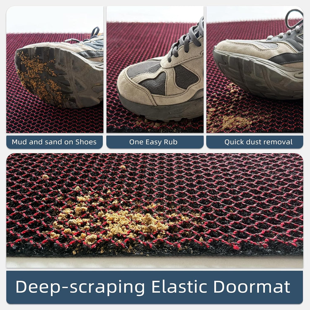 Front Door Mat Outside Entrance,Heavy Duty Rubber Door Mat,Non Slip Dirt Trapper Welcome Mat for Indoor Outdoor