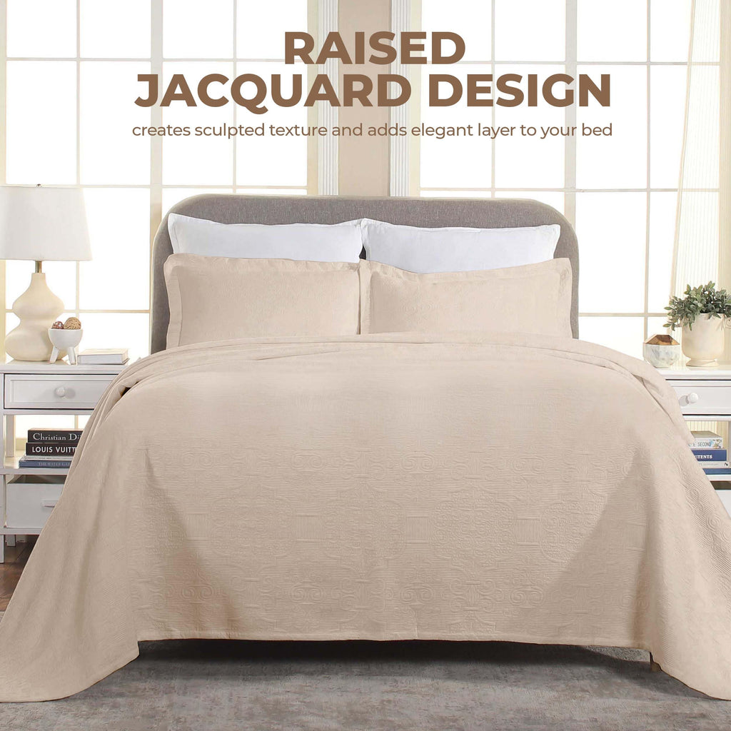 Cotton 2-Piece Bedspread Set, Oversized Bedspread, 1 Pillow Sham, Medium Weight Blanket, Home Bed Decor, Warm