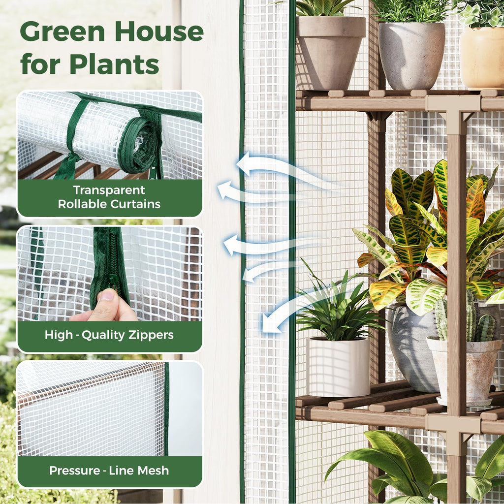 3-Tier Wooden Greenhouse 54" Tall Portable Green House