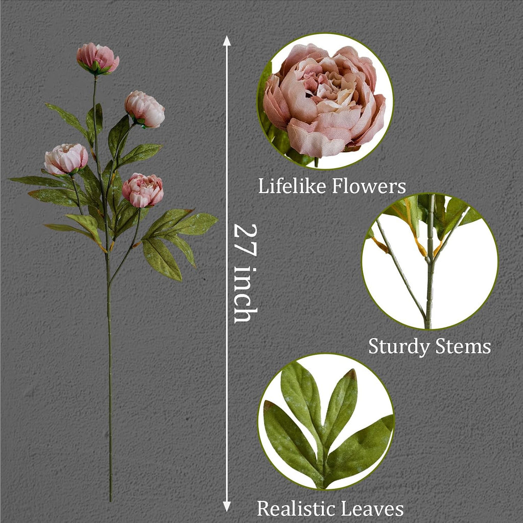 Viral Peony Artificial Flowers for Vase - Set of 6