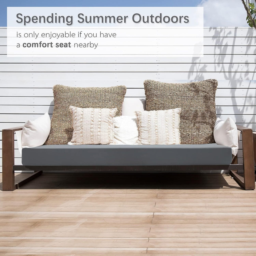 Outdoor Bench Cushion, 48 x 18 Inch, Dark Gray | Waterproof Patio Furniture Cushions, 3-Year Color Fastness Garden