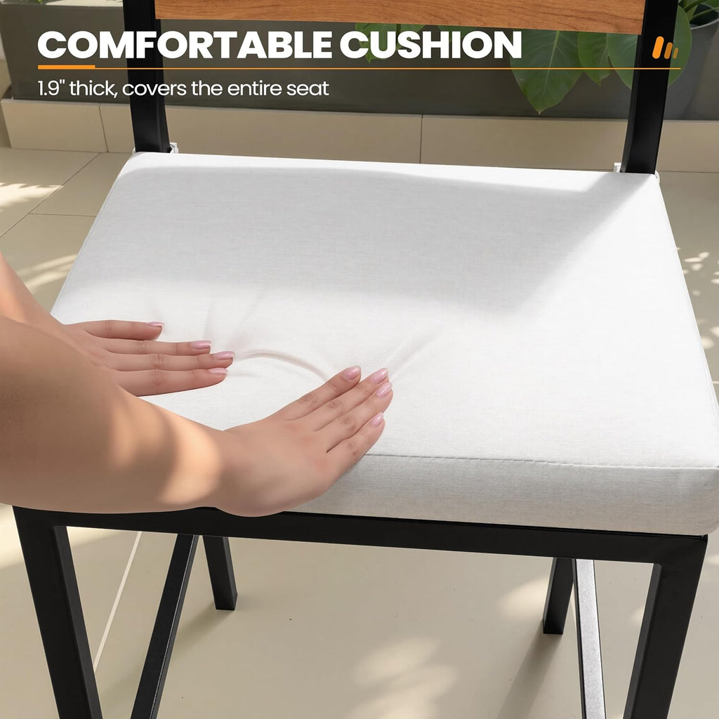 Outdoor Bar Stools Set of 4, Patio Counter Height Barstools with Cushions, Tall Chairs with Back and Footrest, Lawn