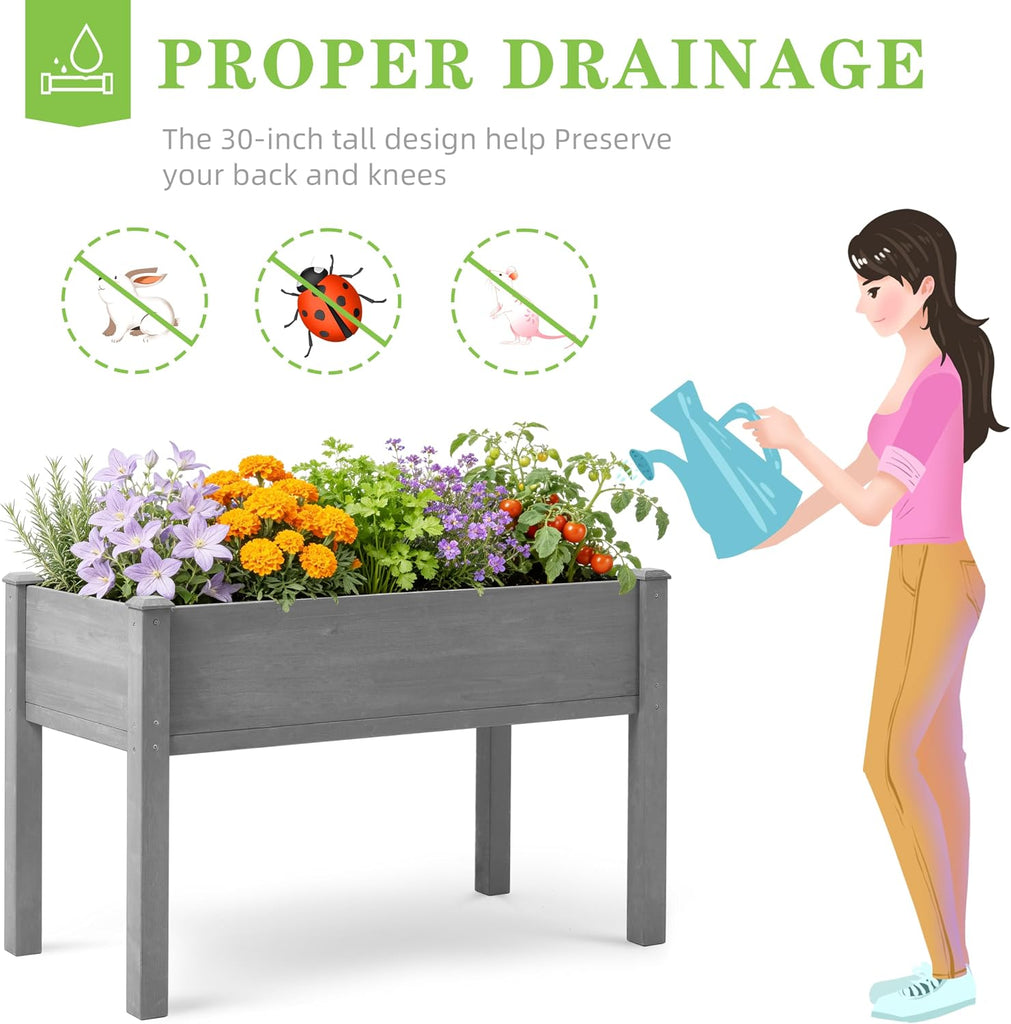Raised Garden Bed with Legs, 48×24×30 Cedar Wood Elevated Planter Box | Large Growing Capacity,Premium Cedar