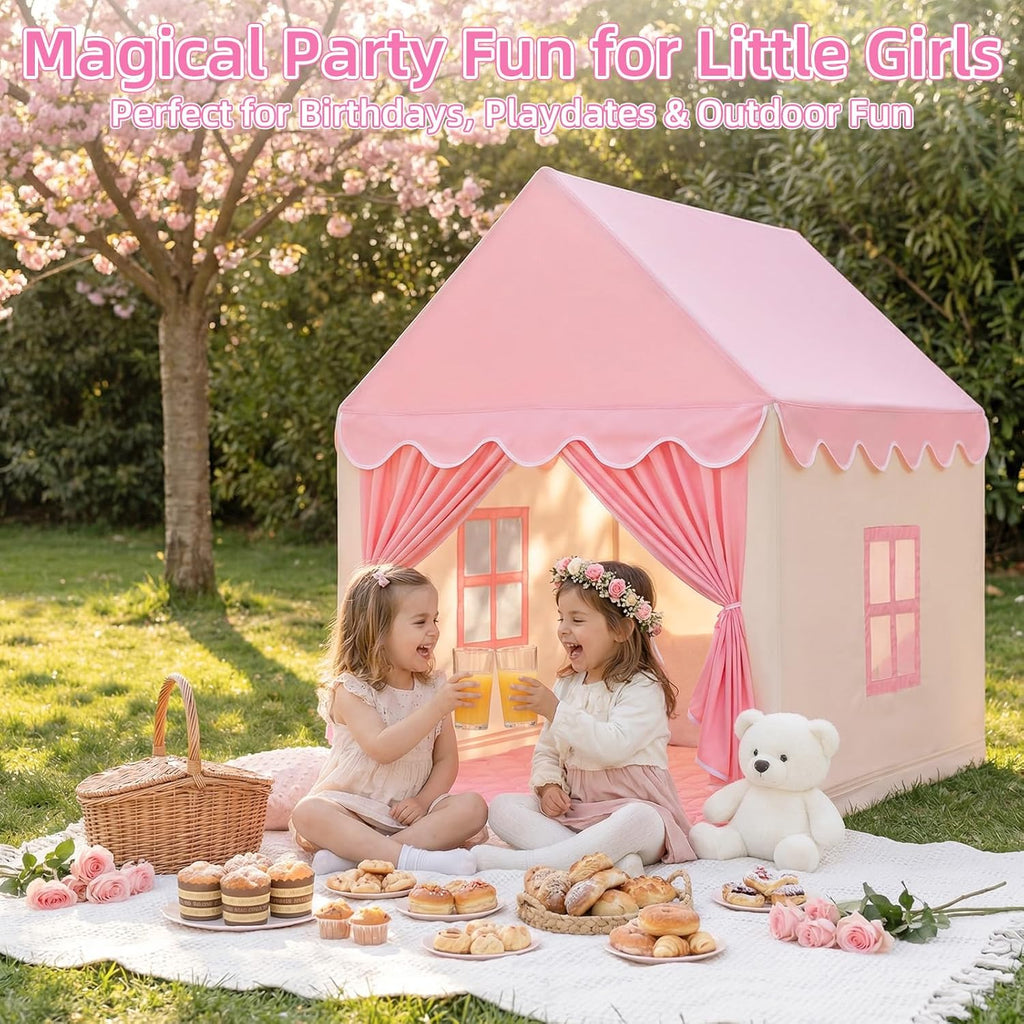 Kids Tent for Grils Indoor: with Mat, Star Lights - Pink Play Tents for Kids Indoor Playhouse - Princess Tent