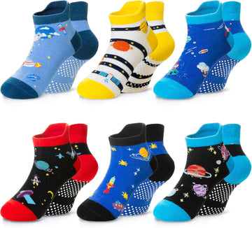 Kids Ankle Cotton Socks Cute Animal Pattern Soft Non Slip Boys Girls No Show Socks 6 Pairs