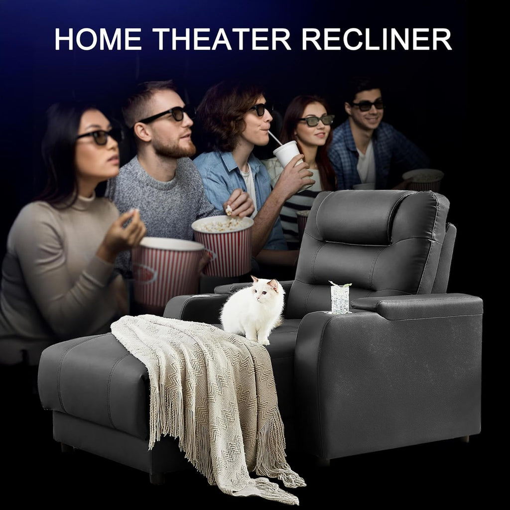 Home Theater Seating Power Recliner Sofa Chair Faux Leather Gaming Couch Living Room Chair with Adjustable Backrest