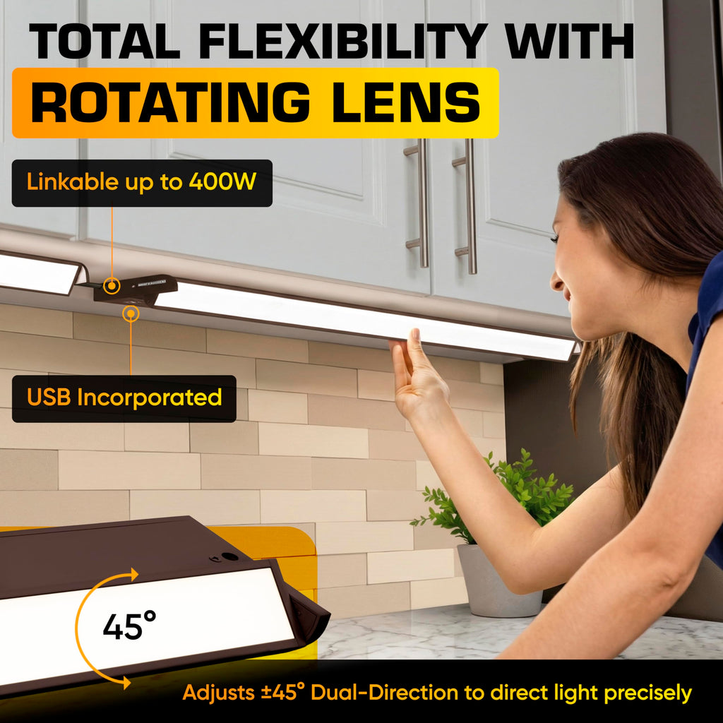 LED Under Cabinet Lighting Hardwired - Swivel Lens - 32 Inch Bronze
