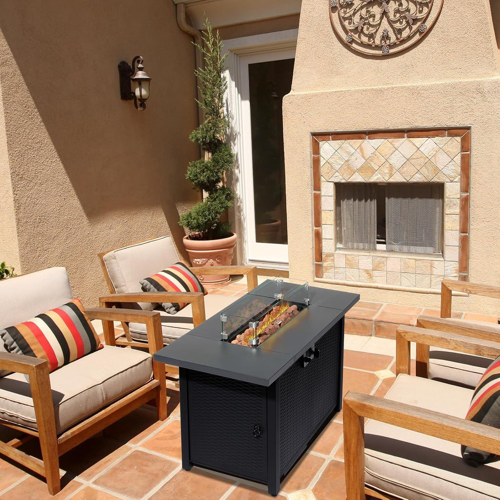 Propane Fire Pit Table, 50,000 BTU Gas Fire Pit, Patio Outdoor Fire Table, 43 Inch Rectangle Gas Firepits for