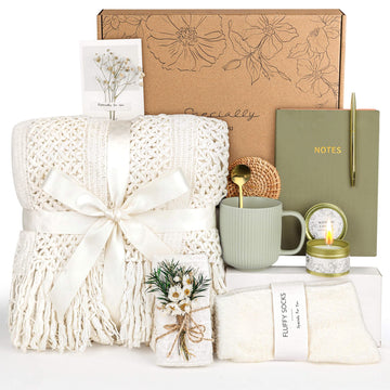 Birthday Gifts for Women, Self Care Gifts for Women, Care Package Gift Basket, Thank You, Sympathy Cozy Gift Set for