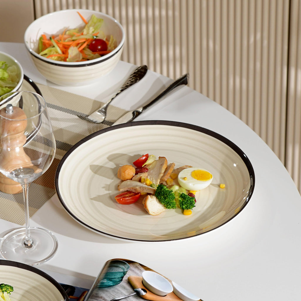 Melamine Dinnerware Set for 4, 12Pcs Dinner Dishes Set, Off White