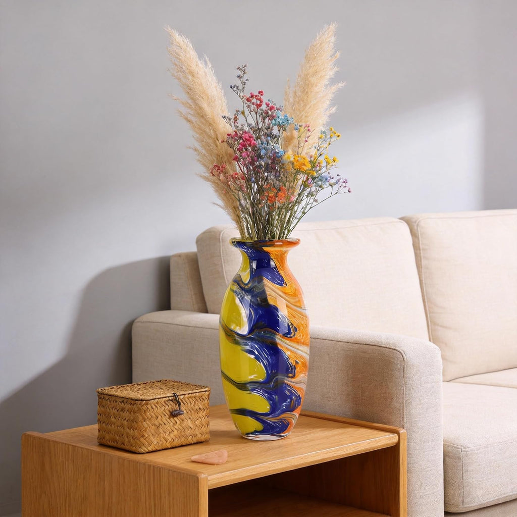 Hand Blown Glass vase, Colorful Decorative vase, Modern Glass Art Piece, Perfect Coffee Tables, Dining Table